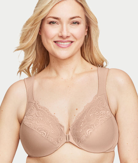 WonderWire Front-Close Posture Back Lace Bra