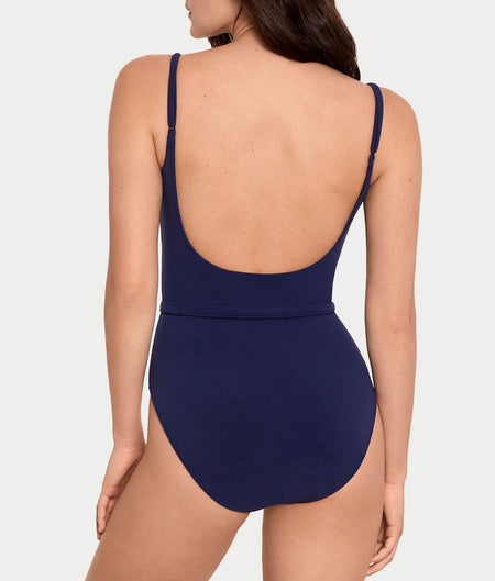 Kennedy Terry Belted One-Piece Swimsuit