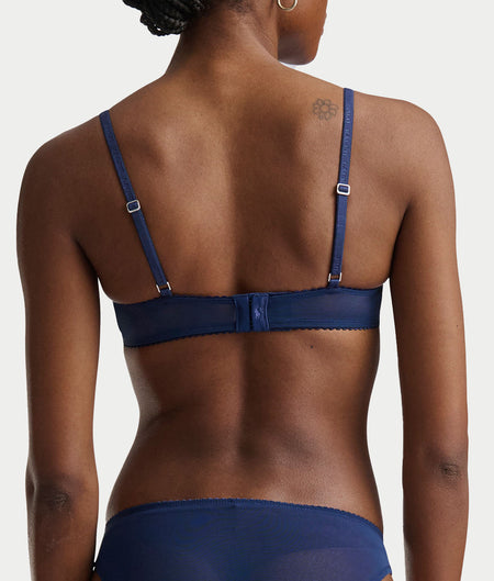 Embroidered Pony Mesh Unlined Demi Bra