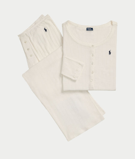 Henley Wide Leg Knit Pajama Set