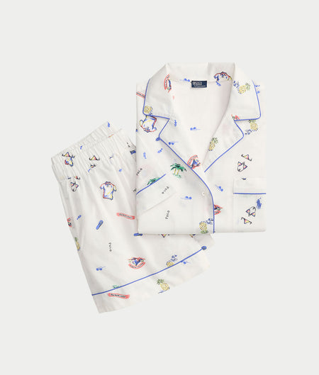 Short Sleeve Woven Pajama Set