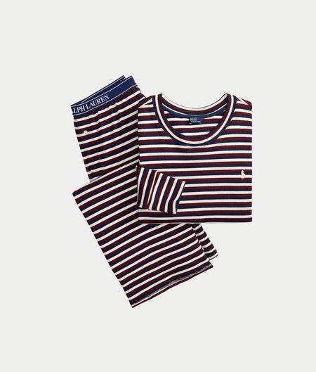 Waffle Knit Stripe Long Sleeve Pajama Set