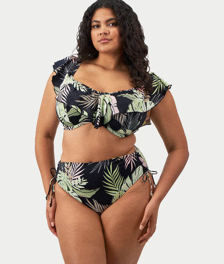 Plus Size Tropical Retreat Ruffle Bikini Top