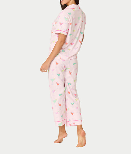 Whimsy Sip Happens Cropped Pajama Set