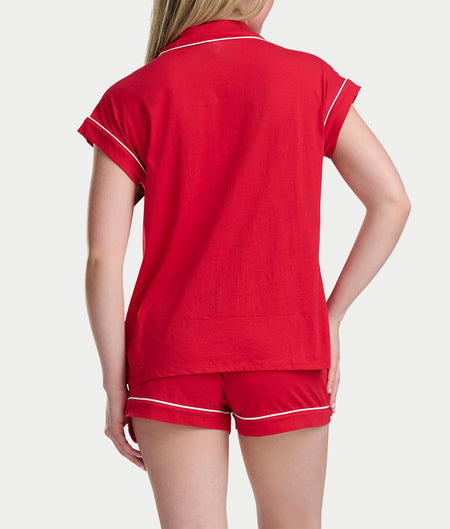 Notch Collar Knit Pajama Set