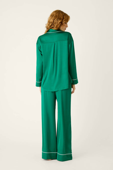 Moonlight Muse Green Satin Long Sleeve PJ Set