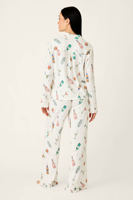 Sip Sip Sparkle Cocktail Charms Print 3-Piece Pajama Set