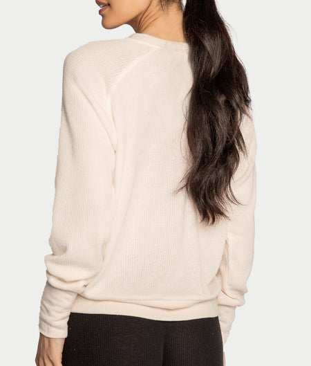 Textured Essentials Ribbed Long Sleeve Knit Top