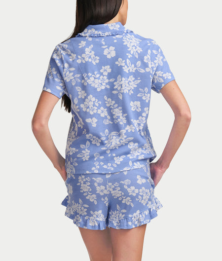Notch Top Knit Boxer Pajama Set