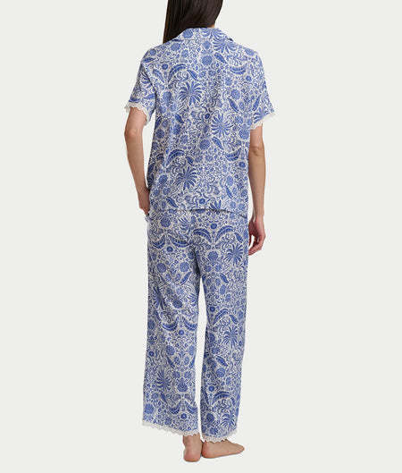 Short Sleeve Knit Top & Cropped Pajama Set