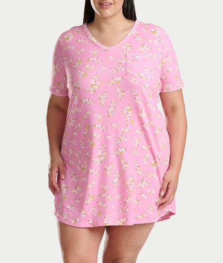 Blanket Stitching Knit Sleep Shirt