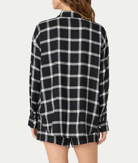 Cozy & Chic Woven Plaid Pajama Shorts Set
