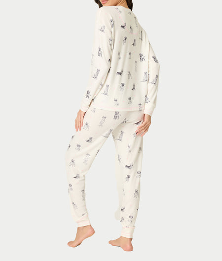 My Dog Is My Valentine Thermal Knit Pajama Set