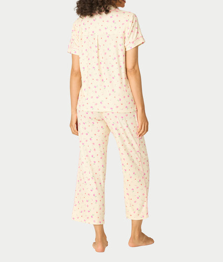 For The Mamas Butter Blooms Cropped Knit 3-Piece Pajama Set