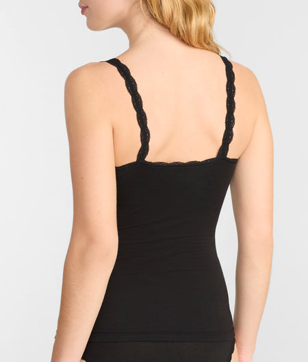 Inspired Eyelet Lace Trim Shelf-Bra Cami