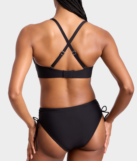 Adjustable Side Shirring High-Waist Bikini Bottom